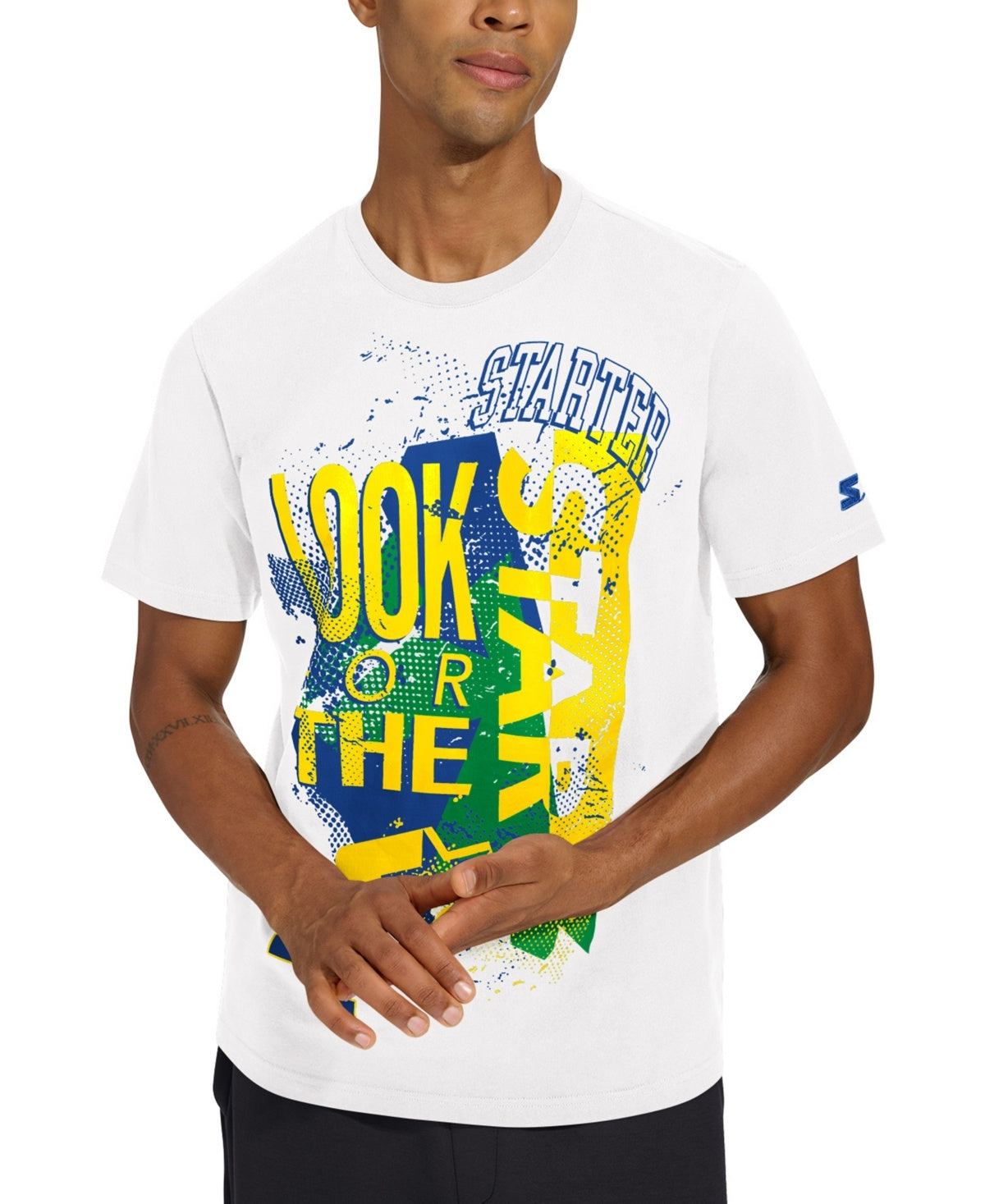 Starter Mens Regular fit Short Sleeve Graphic T-Shirt Shirt Medium White Solid
