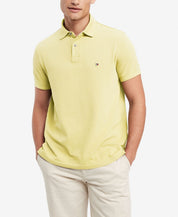 Tommy Hilfiger Mens Classic fit Short Sleeve Polo Shirt Large Yellow Solid