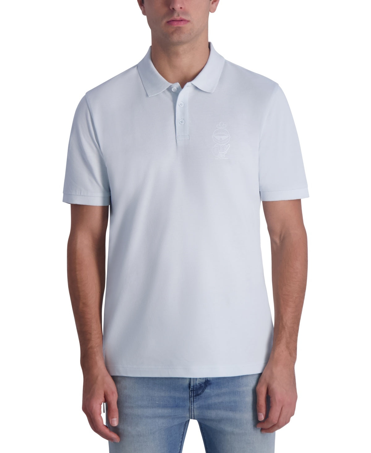 Karl Lagerfeld Paris Mens Regular fit Short Sleeve Polo Shirt Small Light Blue