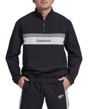 Reebok Men Quarter Zip Pullover Windbreaker Coat Large Black