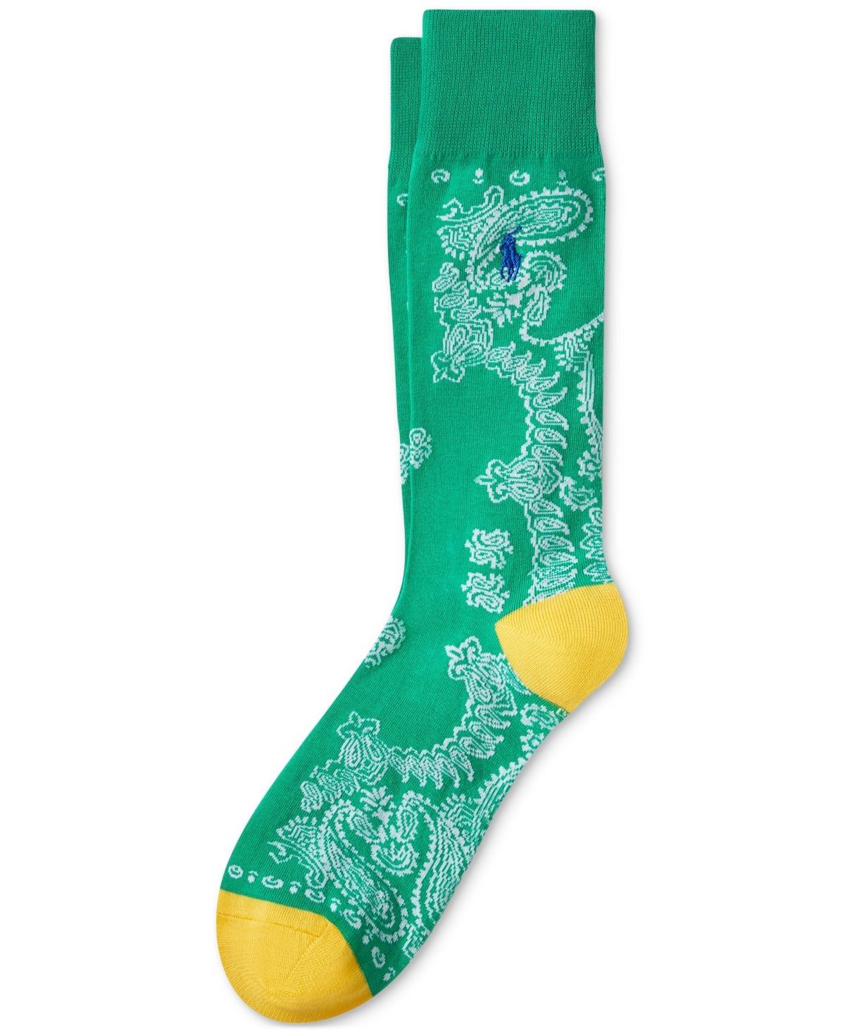 Polo Ralph Lauren Mens Regular fit Dress Sock Socks 10-13 Green Bandana Print