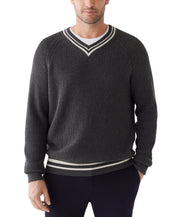 Frank And Oak Mens Relaxed Fit V Neck Sweater Dark Grey Heather XL