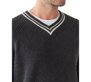 Frank And Oak Mens Relaxed Fit V Neck Sweater Dark Grey Heather XL