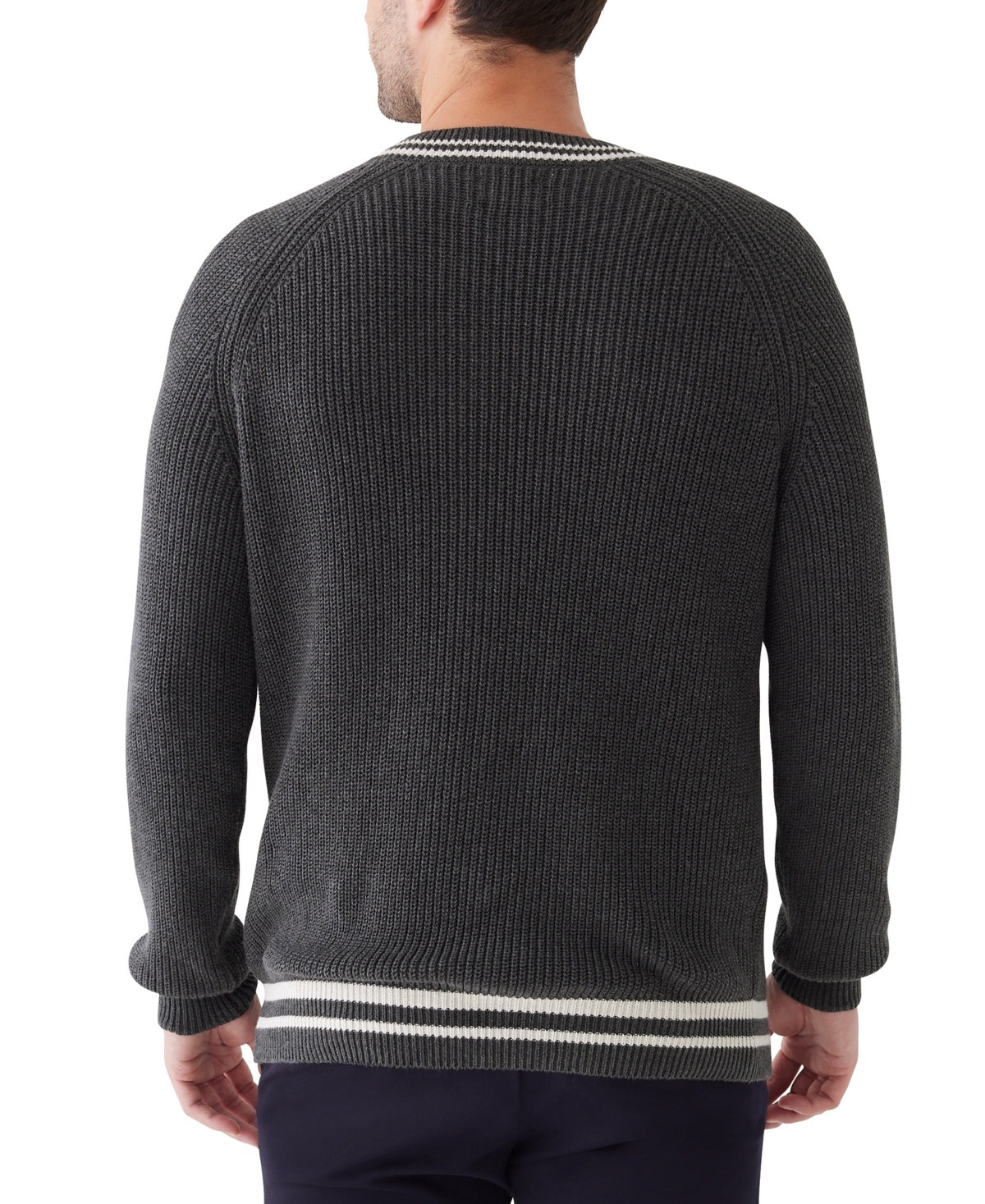 Frank And Oak Mens Relaxed Fit V Neck Sweater Dark Grey Heather XL