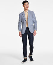 Tommy Hilfiger Mens Modern fit Sport Coat Blazer 44 R Blue Tan Check