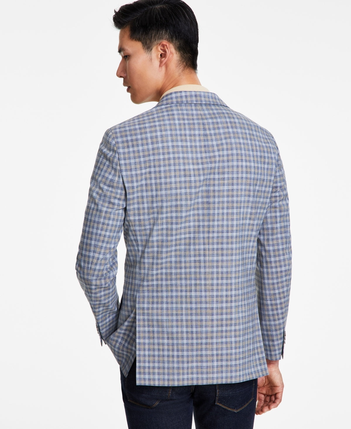 Tommy Hilfiger Men's Modern-Fit Windowpane Sport Coat - Blue/tan