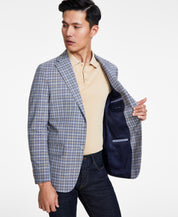 Tommy Hilfiger Mens Modern fit Sport Coat Blazer 42 L Blue Tan Check