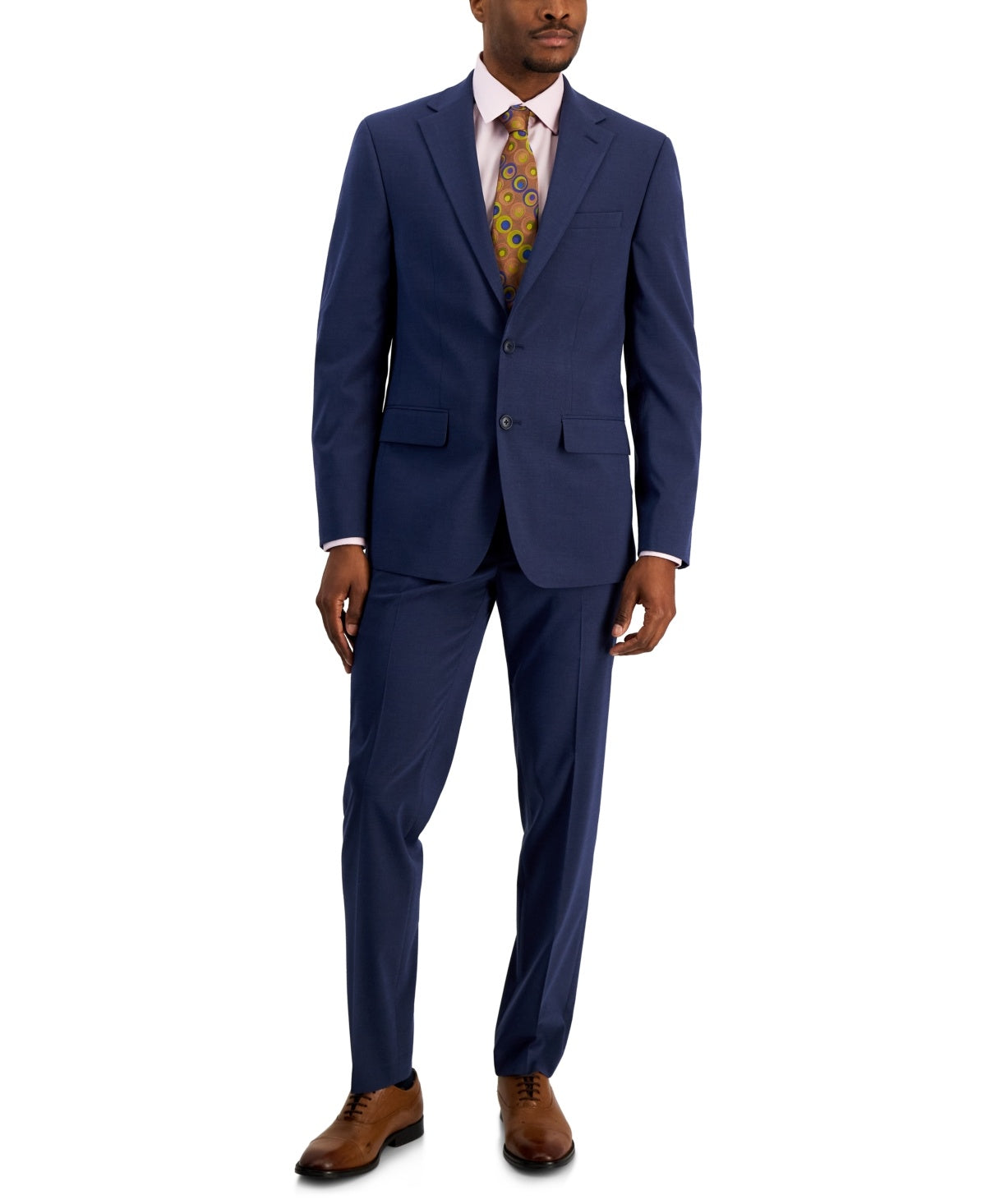 Ben Sherman Mens Slim fit Suit Jacket Blazer 48 L Mid Blue Solid Stretch