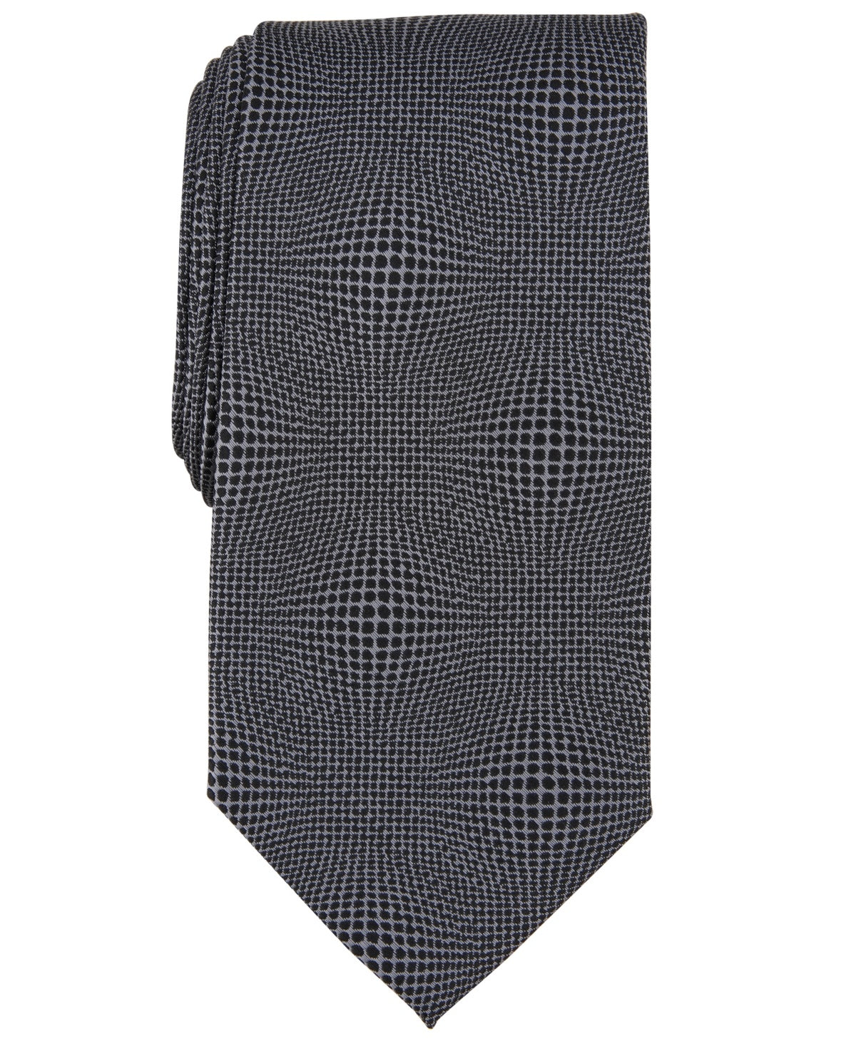 Perry Ellis Mens Regular fit Tie Necktie One Size Black Geometric