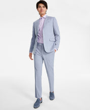 Nick Graham Mens Slim fit 2 Piece Suit 44 R / 38 Waist Light Blue Plaid Stretch