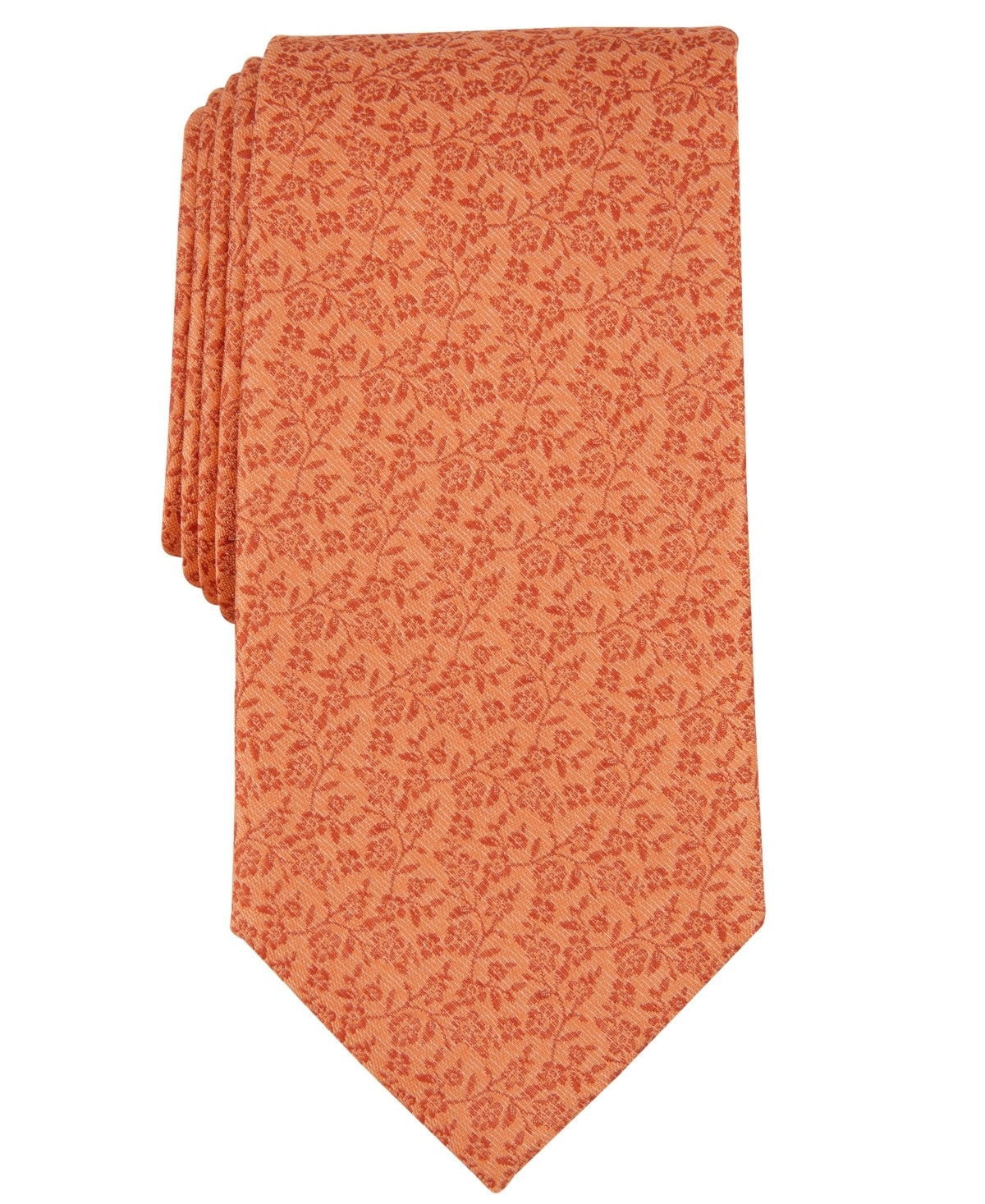 Michael Kors Mens Tie Necktie One Size Orange Linley Floral