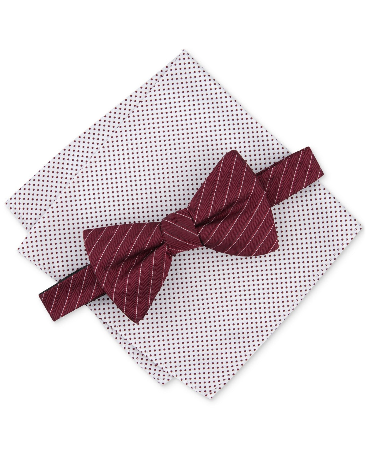 Alfani Mens Regular fit Bow Tie Necktie One Size Burgundy Red Striped