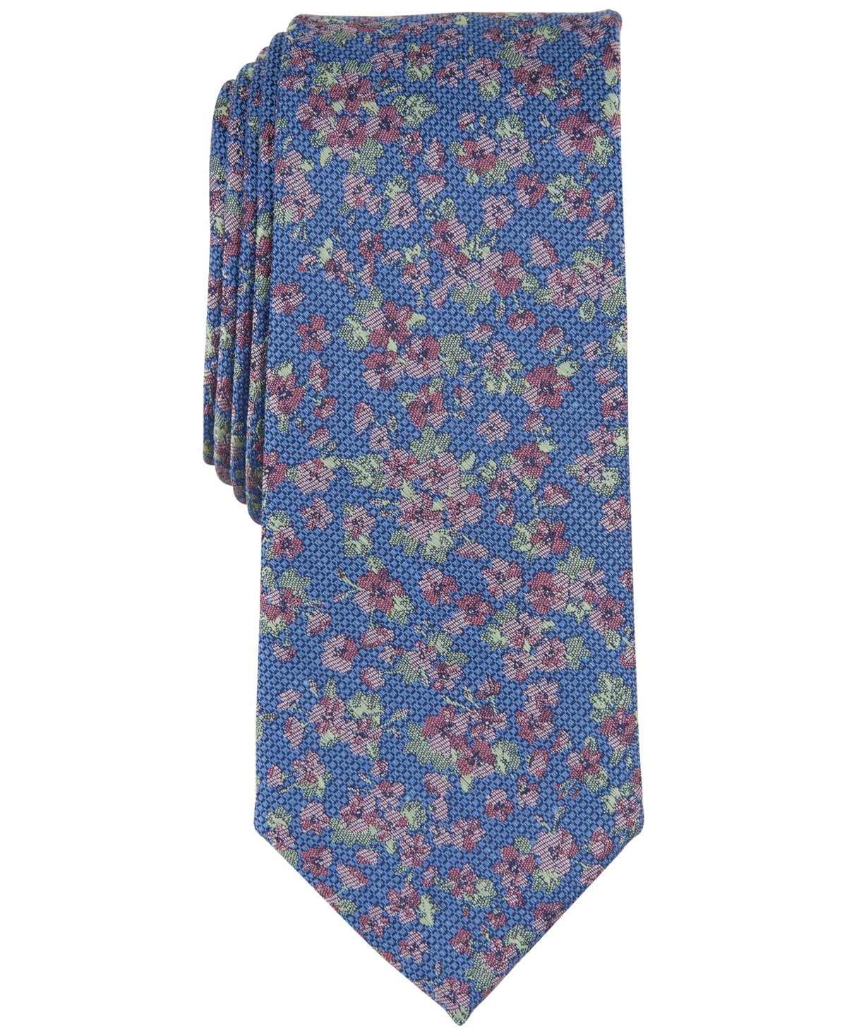 Bar Iii Mens Regular fit Tie Necktie One Size Blue Edgar Floral