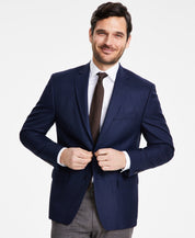 Michael Kors Mens Classic fit Sport Coat Blazer 48 L Navy Blue Solid Stretch