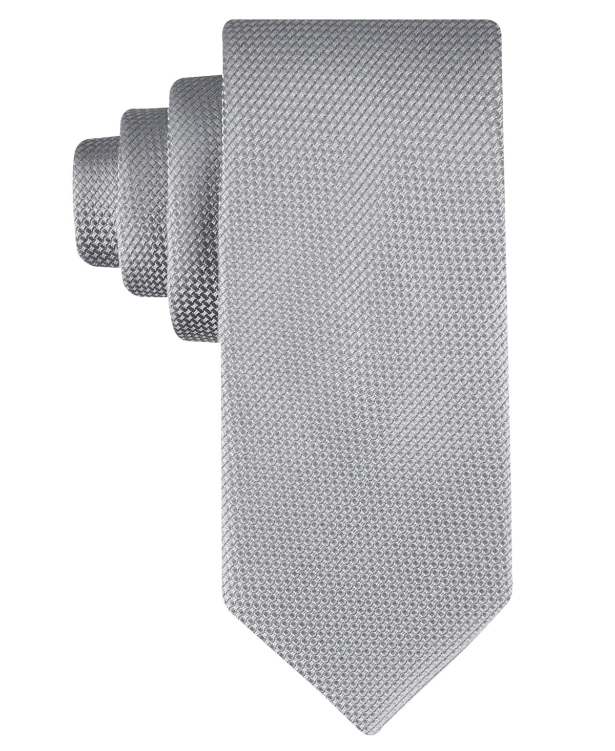 Calvin Klein Mens Regular fit Tie Necktie One Size Silver Grey Elizabeth Texture