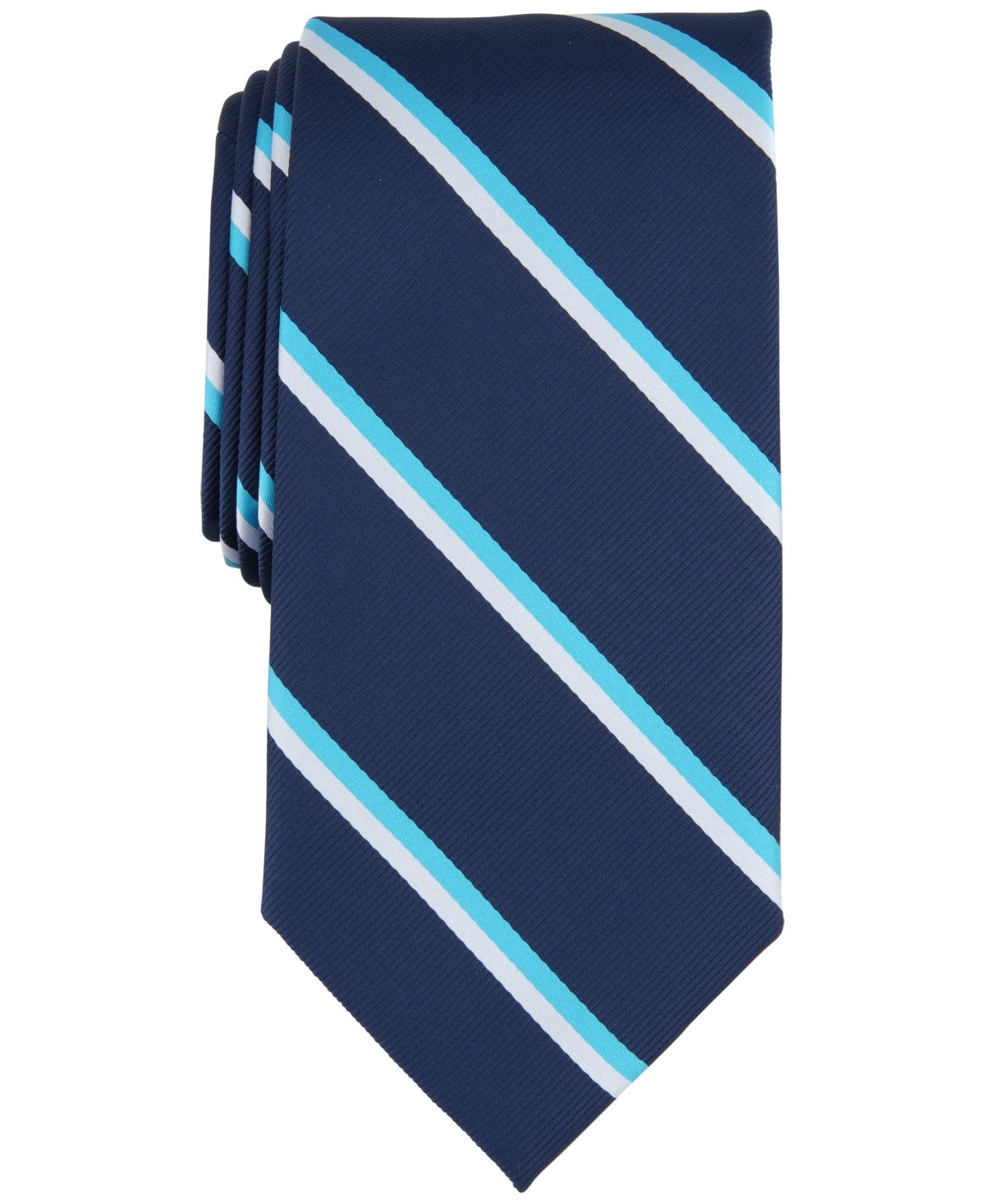 Club Room Men Regular fit Tie Necktie One Size Blue Striped Irving