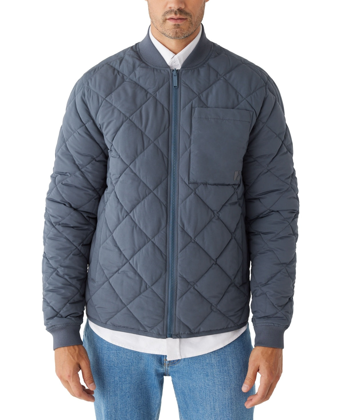 Frank And Oak Men's Skyline Revere Weather Resistant Varsity Jacket Blue Large