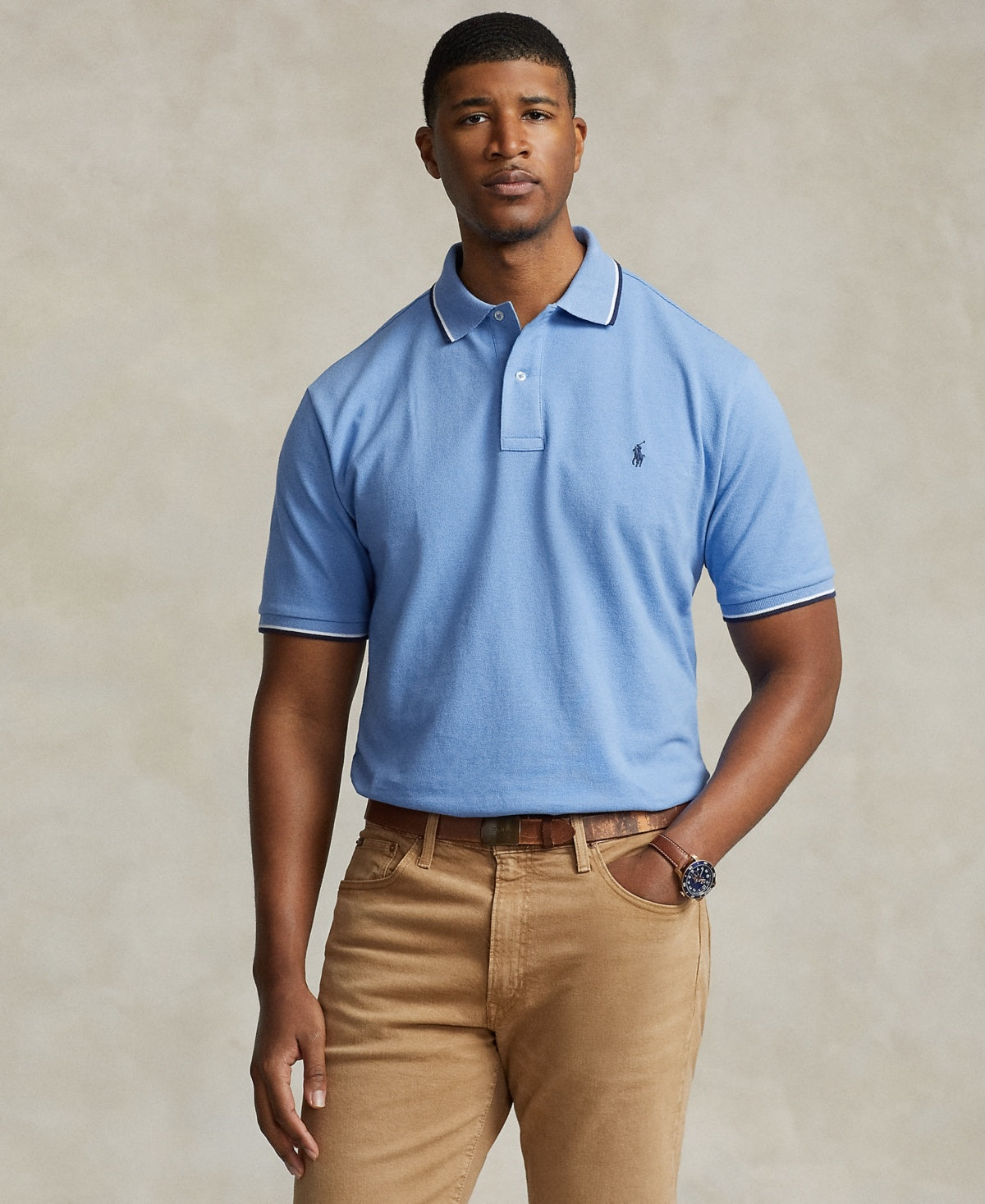 Polo Ralph Lauren Mens Classic fit Short Sleeve Polo Shirt 3LT Blue Solid