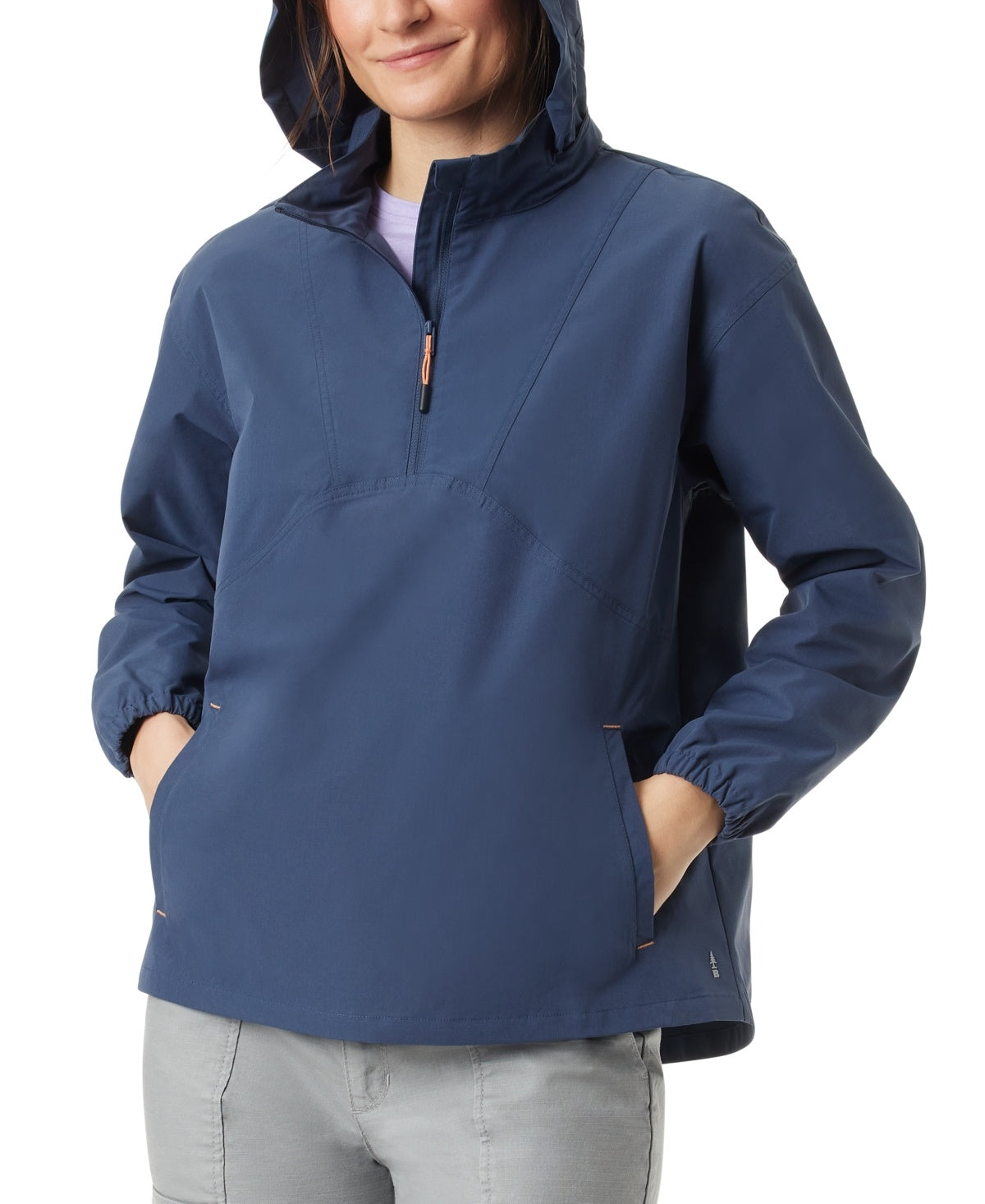 Bass Outdoor Women Half Zip Coat Medium Blue Solid