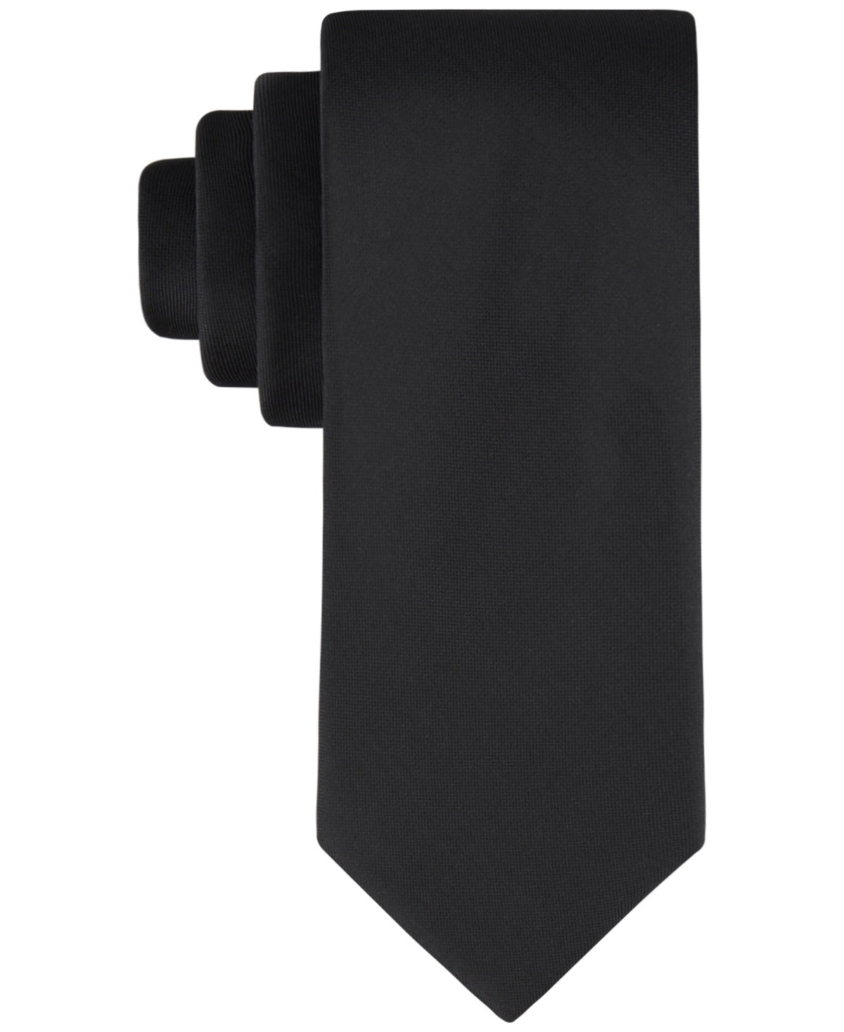 Calvin Klein Men Regular fit Tie Necktie One Size Black Solid Liquid Luxe