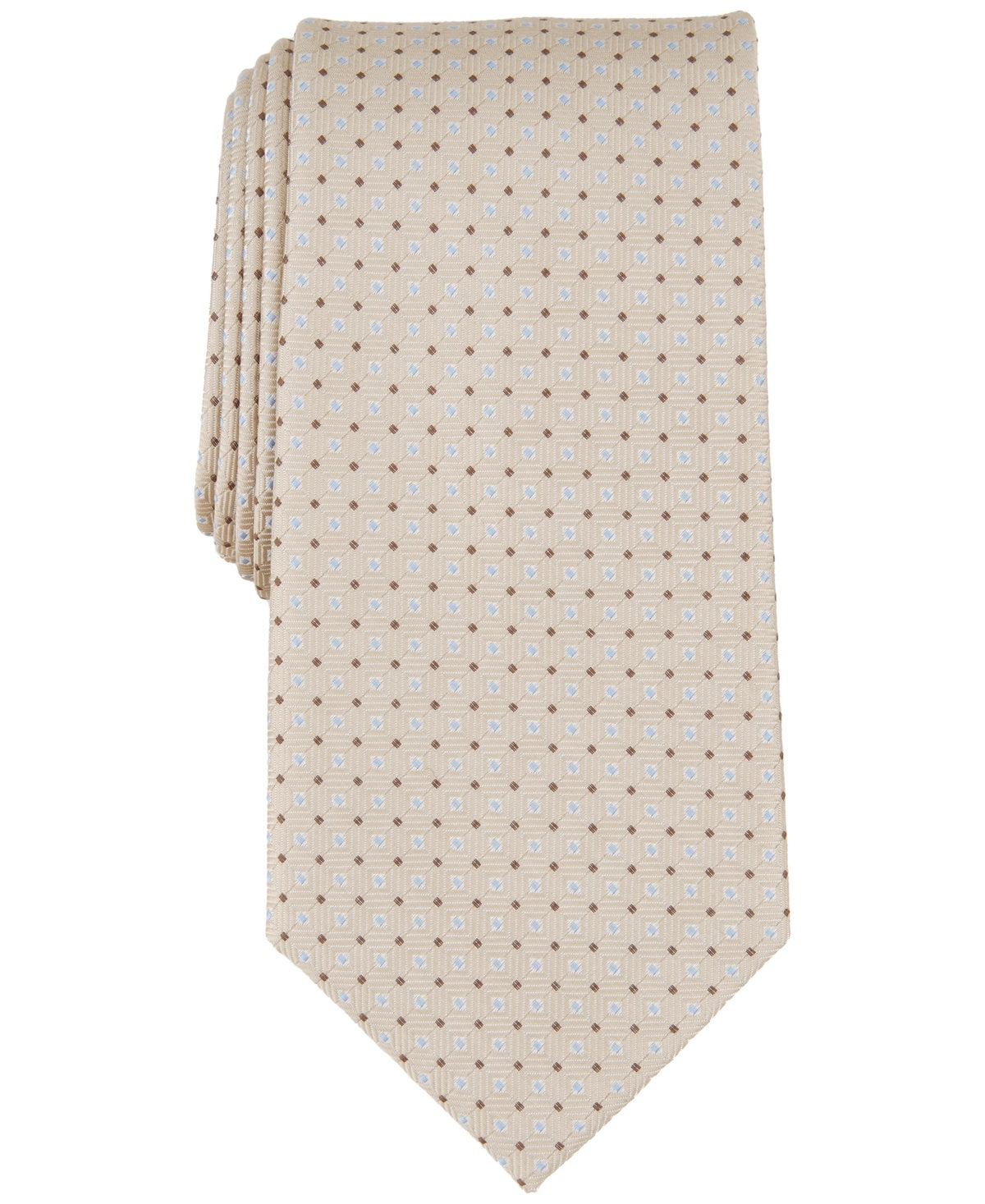 Michael Kors Mens Tie Necktie One Size Beige Geometric Dot