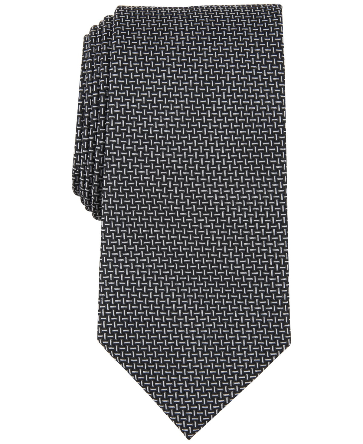 Michael Kors Mens Tie Necktie One Size Black Dorset Mini Pattern