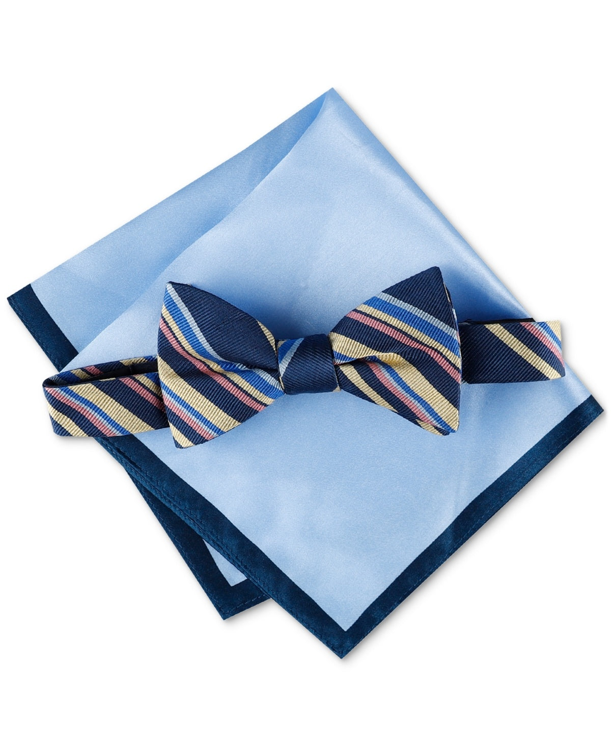 Tommy Hilfiger Mens Classic fit Bow Tie Pocket Square Necktie One Size Blue
