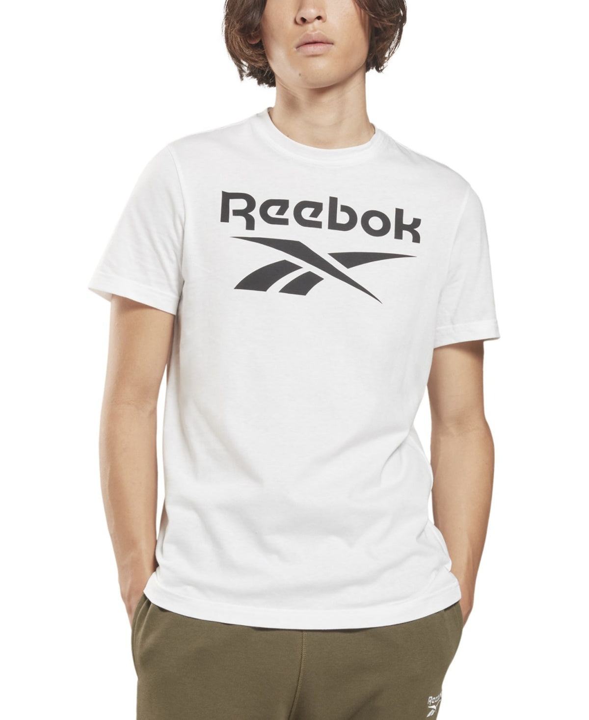 Reebok Mens Regular fit Short Sleeve T-Shirt Shirt Large White Solid