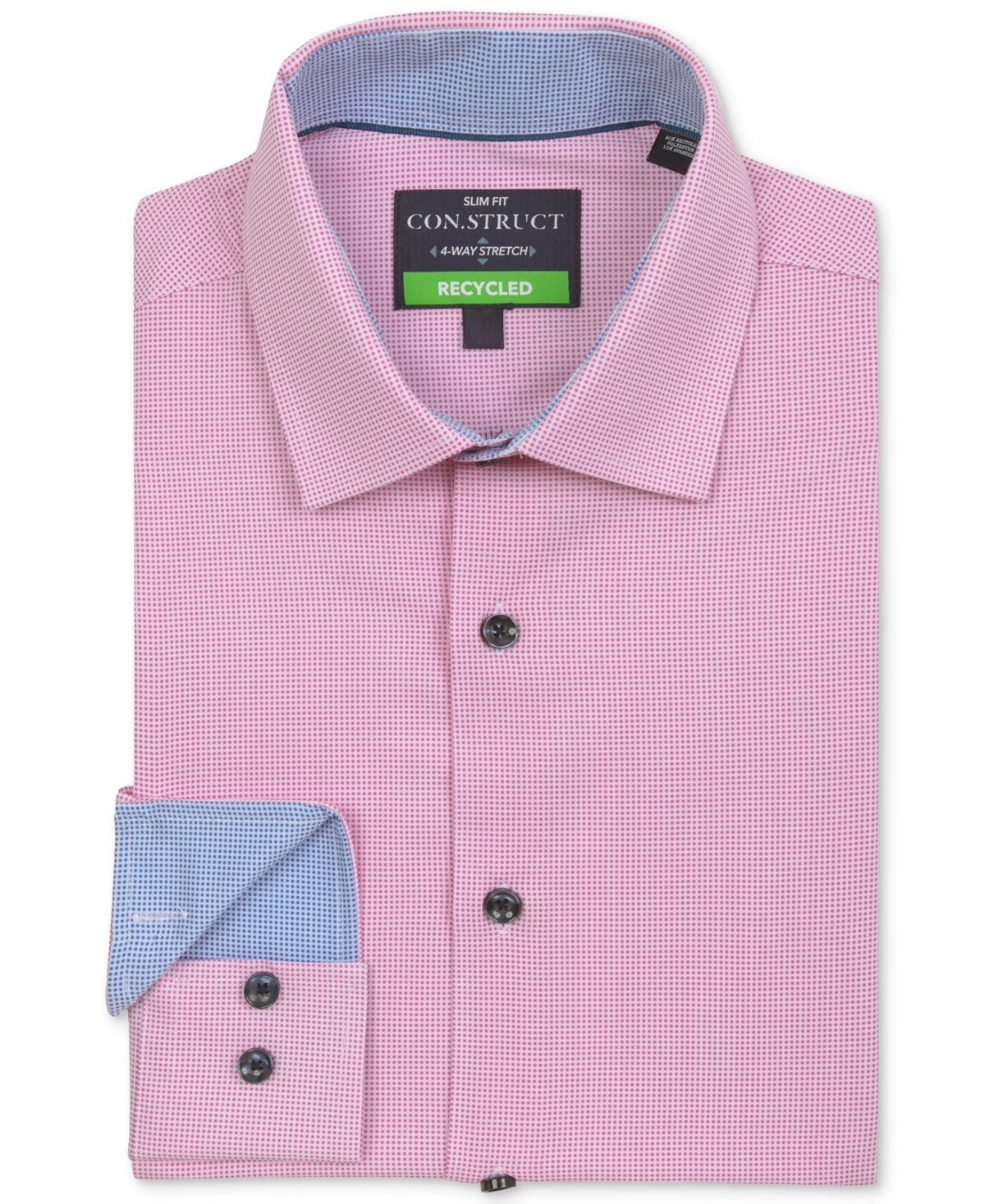 Construct Men Slim fit Dress Shirt Medium 15-15.5 34-35 Pink