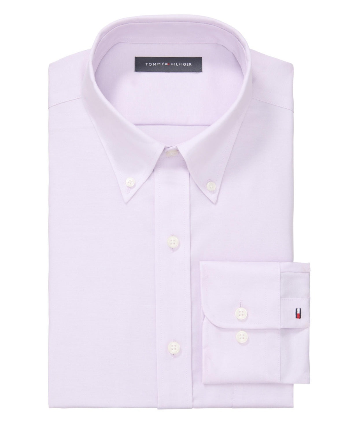 Tommy Hilfiger Men Regular fit Long Sleeve Button-Up Shirt Large Purple Solid