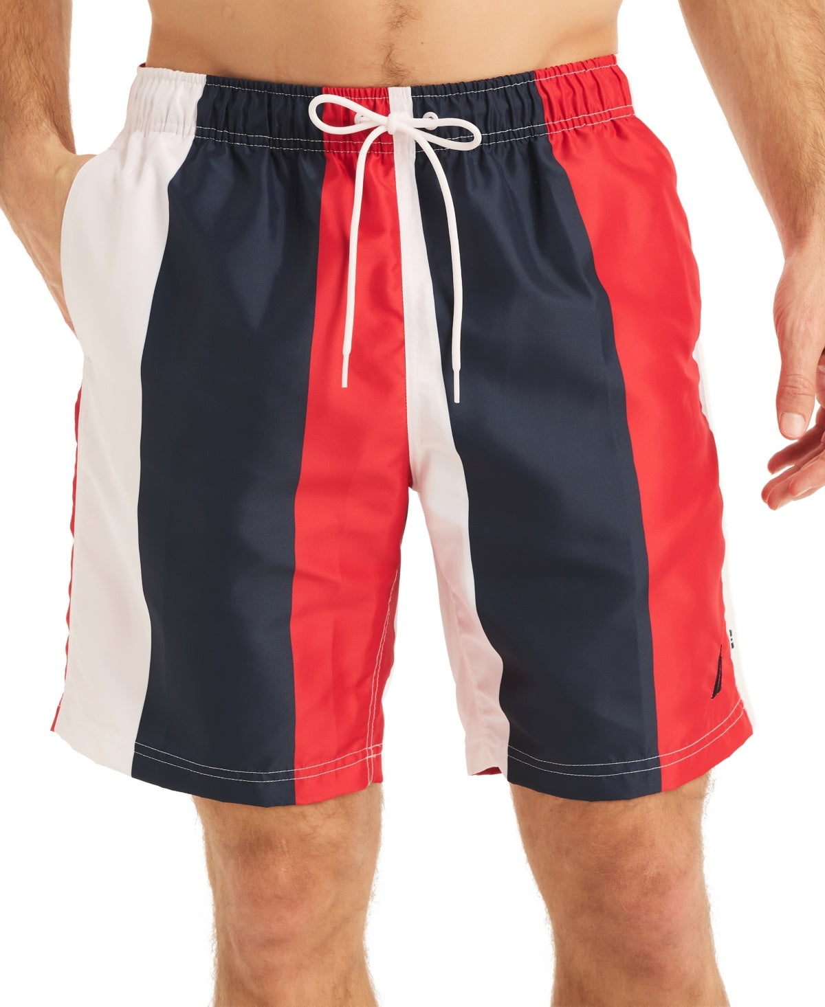 Nautica Mens Regular fit Trunks Swimwear Large  6 Inseam Multicolor Striped