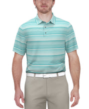 PGA TOUR Mens Athletic fit Short Sleeve Polo Shirt Medium Blue Striped