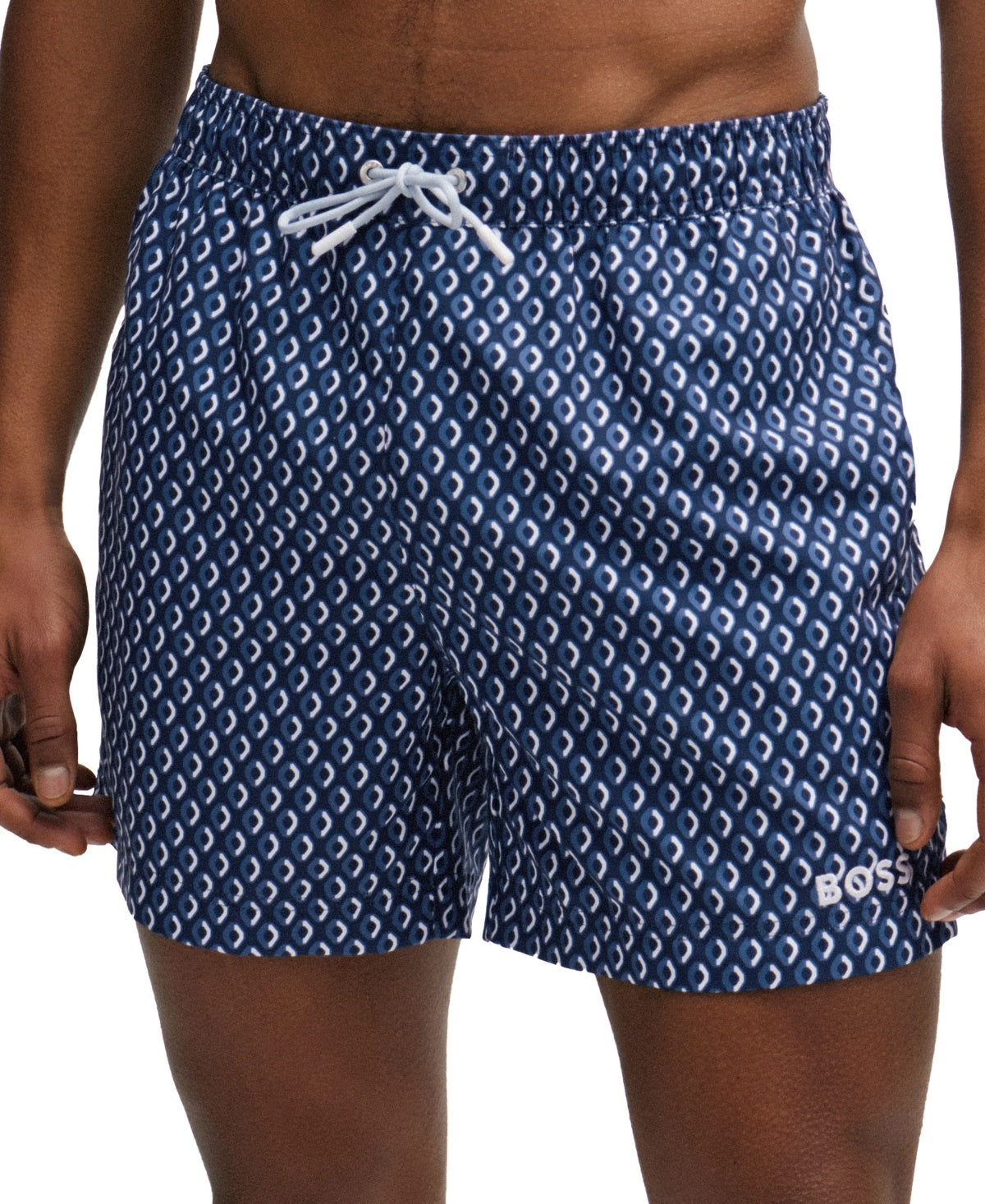 Boss By Hugo Boss Men's Micro-Print Quick-Drying Swim Shorts XXL Navy Blue
