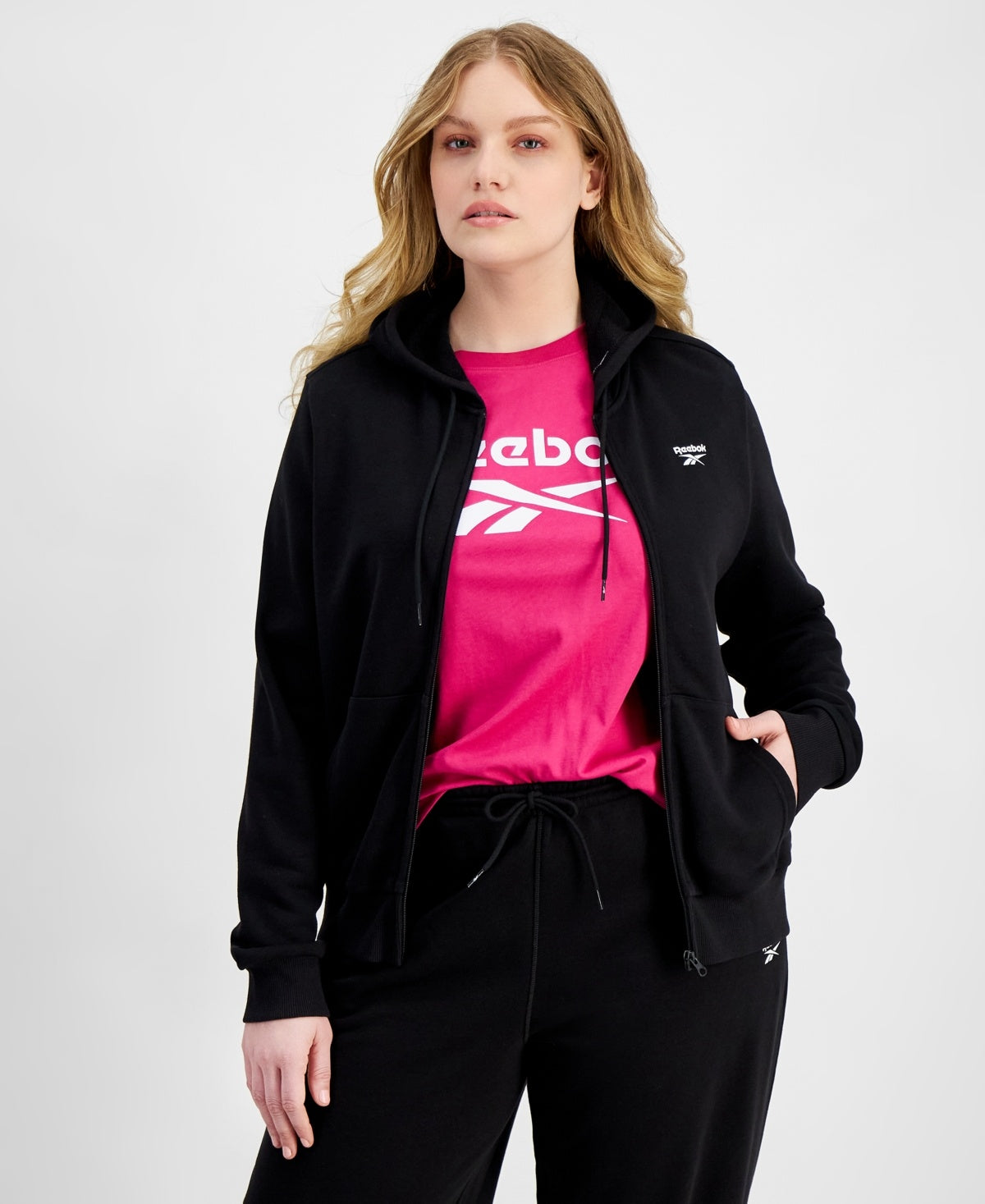 Reebok Womens  fit Hoodie Sweatshirt Small Black Solid