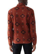 Frank And Oak Men's Relaxed Fit Half Zip Long Sleeve Geo Sweatshirt Red Large