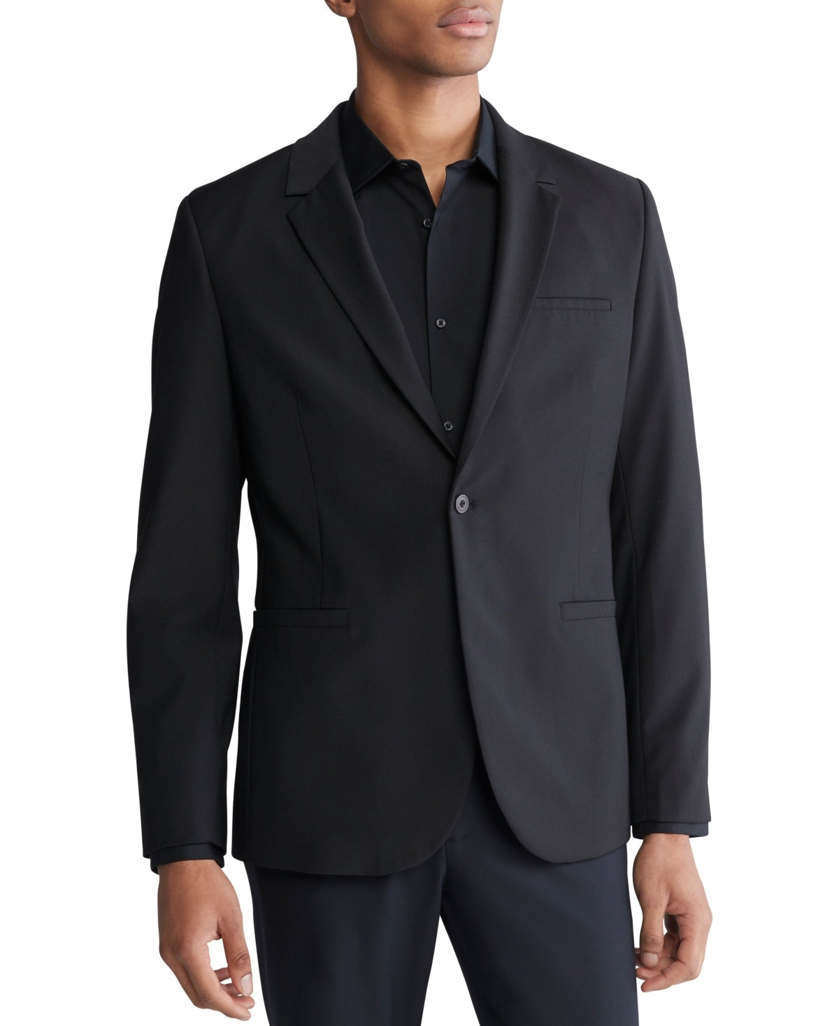 Calvin Klein Mens  Slim Fit Sport Coat Blazer Black Beauty XL