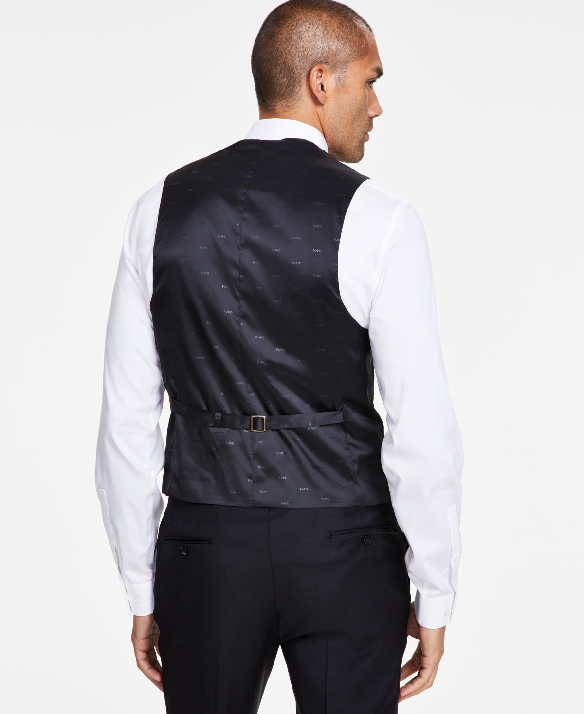 Michael Kors Mens Classic fit Tuxedo Suit Vest Medium Black Solid Stretch