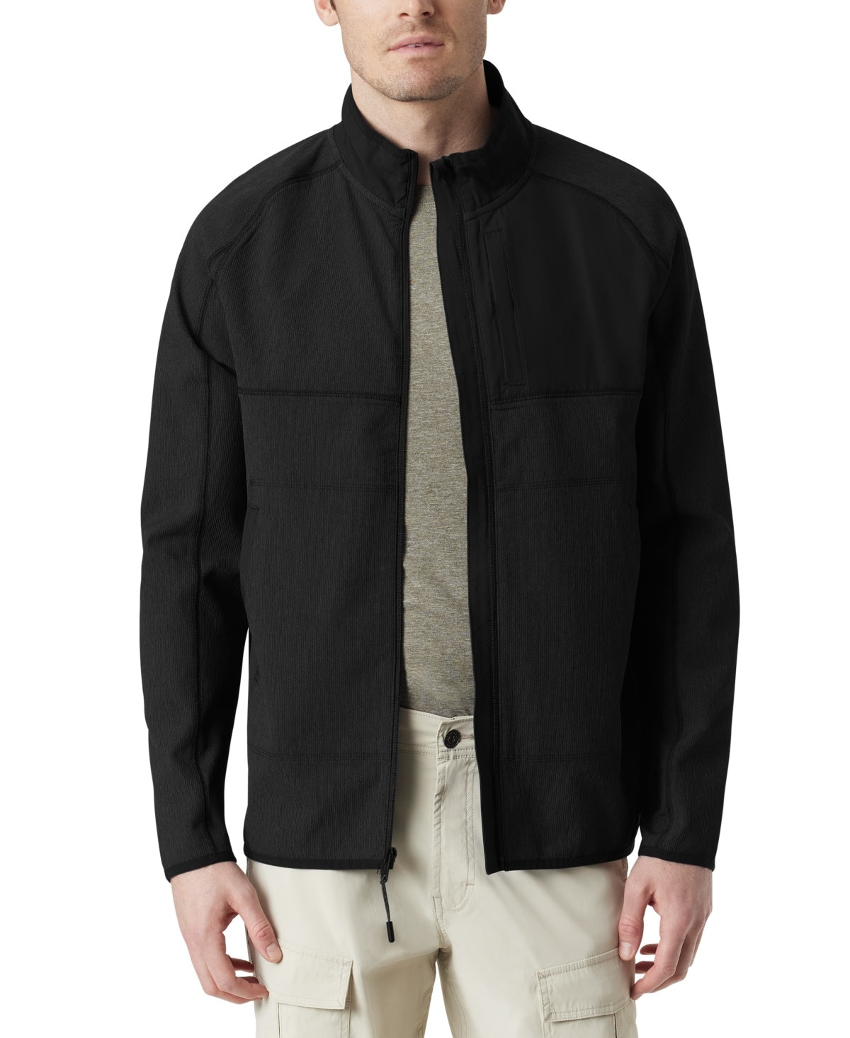 BASS OUTDOOR Mens Full Zip Trail Coat Medium Black Solid