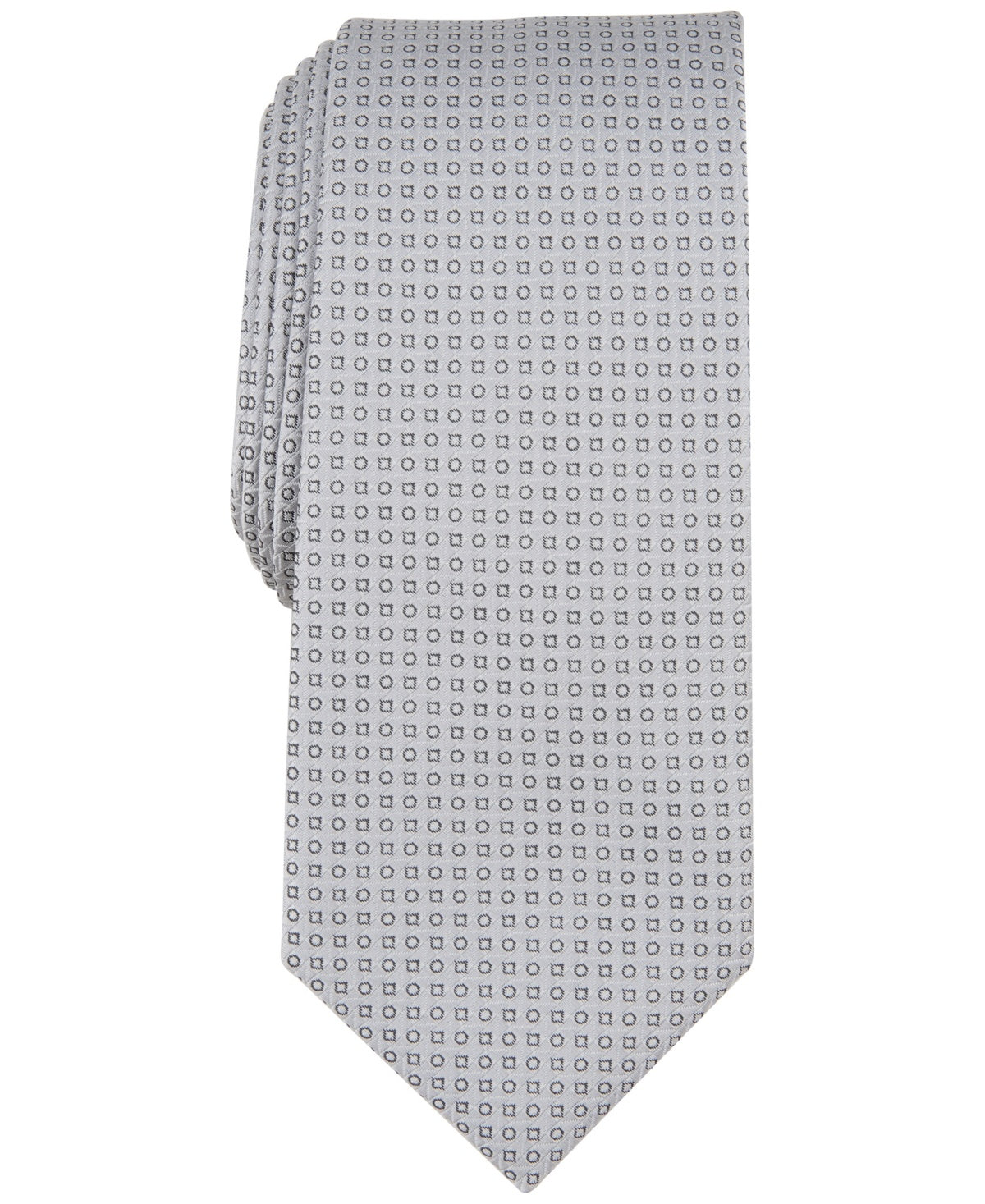 Alfani Mens Regular fit Tie Necktie One Size Grey Mini Geometric