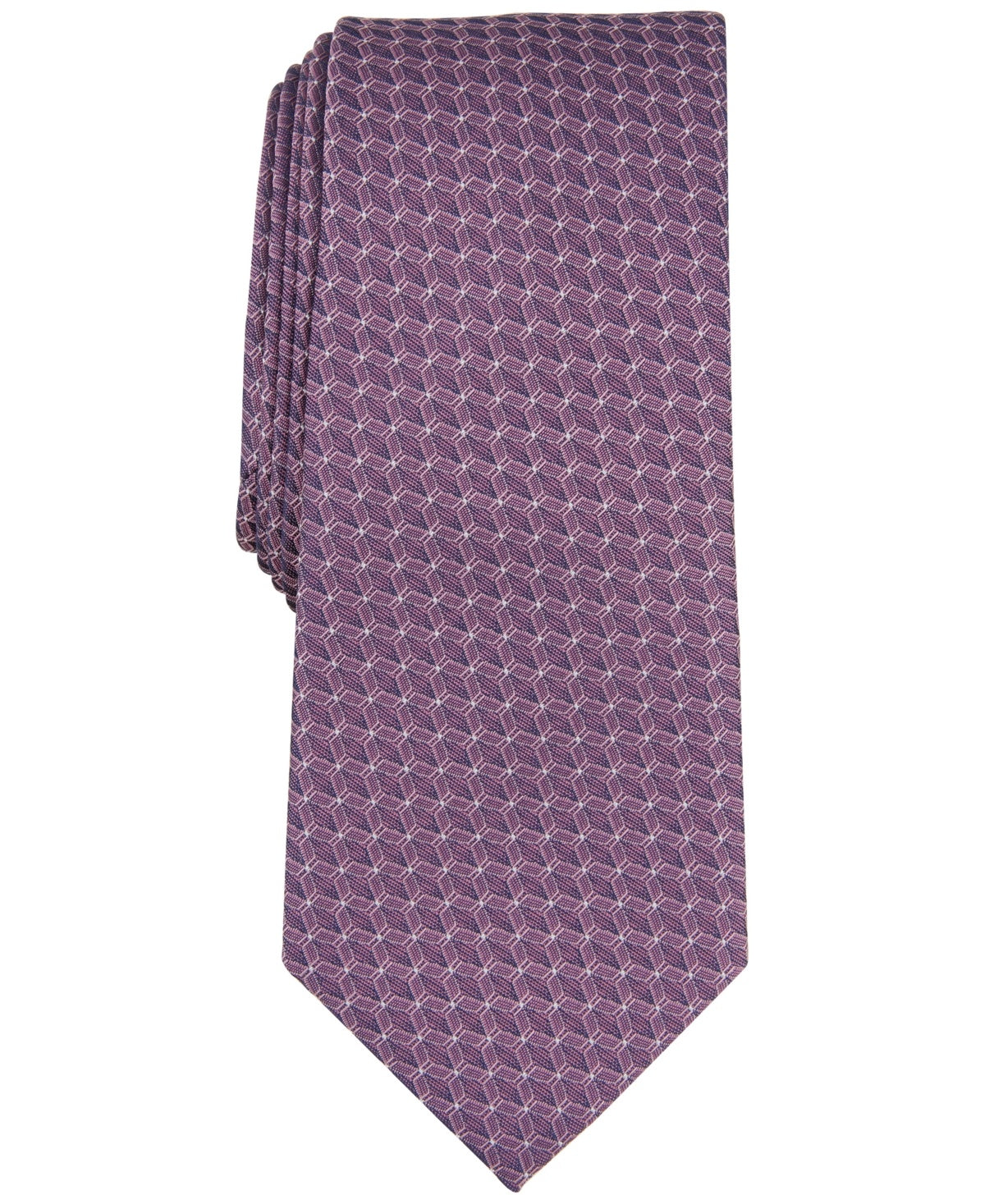 Alfani Mens Regular fit Tie Necktie One Size Dark Pink Geometric