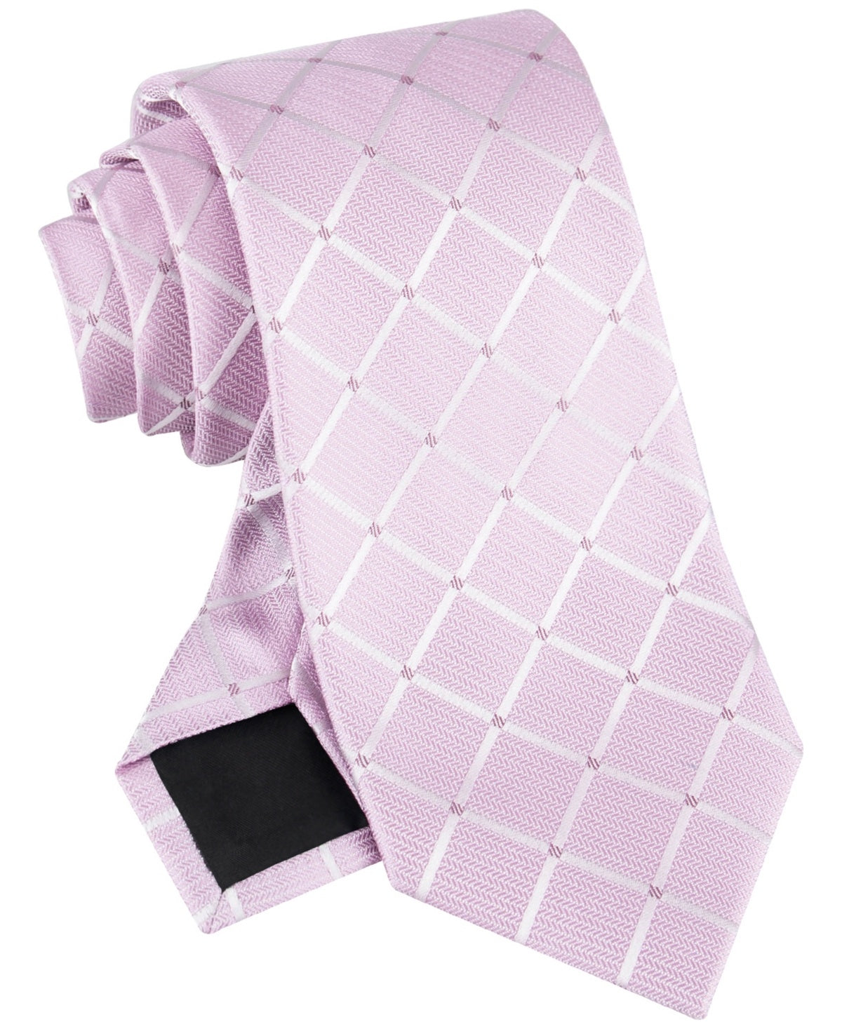 Calvin Klein Mens Regular fit Tie Necktie One Size Pink Herringbone Grid