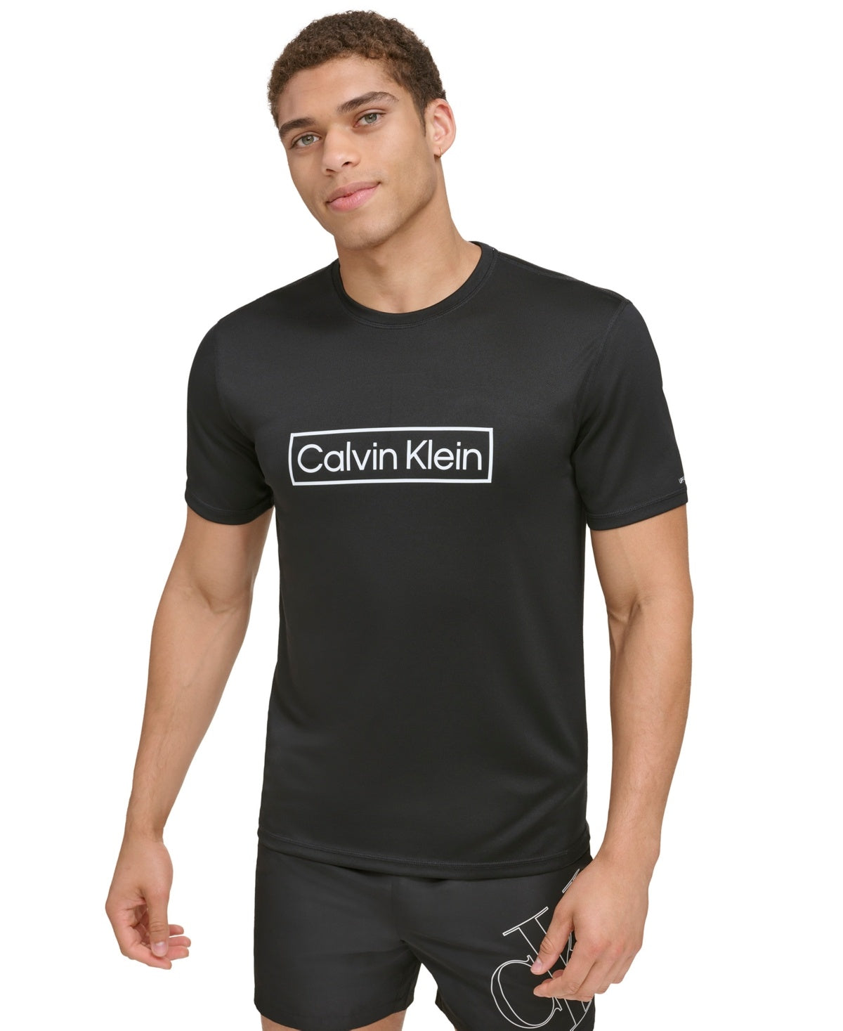 Calvin Klein Swim Mens Regular fit T-Shirt Swimwear Small Black Quick Dry