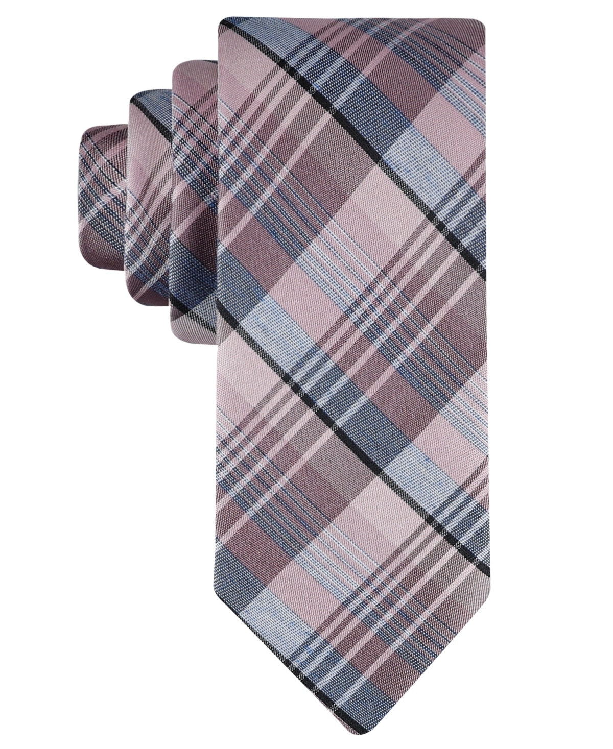 Calvin Klein Mens Tie Necktie One Size Pink Multi Plaid