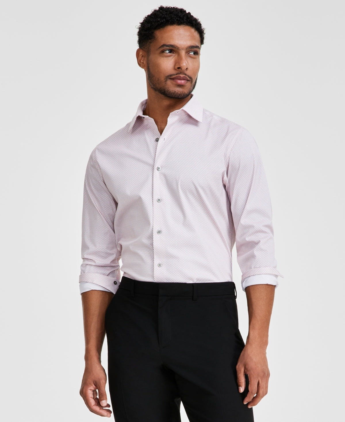 Alfani Mens Slim fit Dress Shirt XL 17-17.5 36-37 Pink