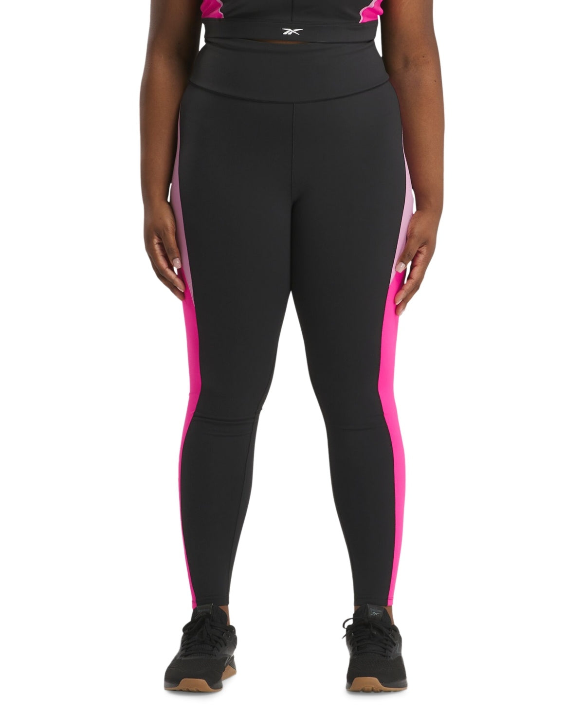 Reebok Womens Regular fit Tights Leggings 1X Black Solid