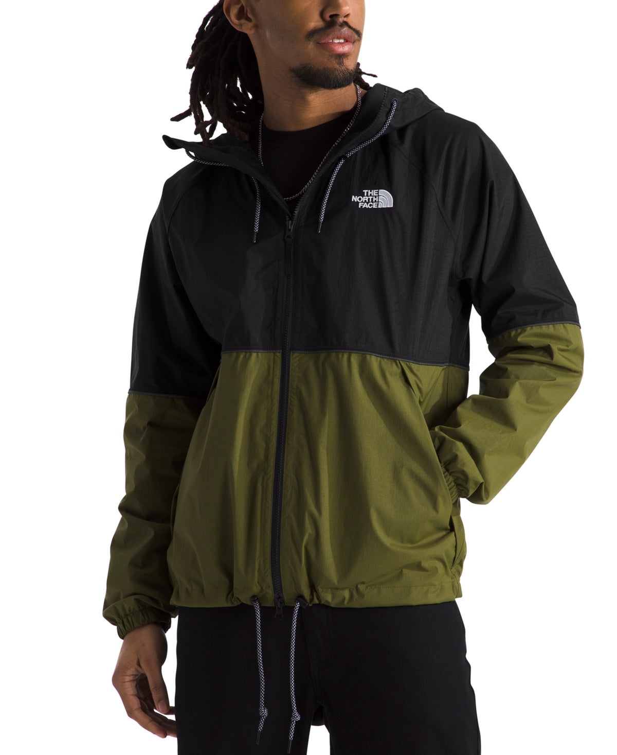 The North Face Men's Hooded Antora Logo Raincoat Jacket Black Green XL
