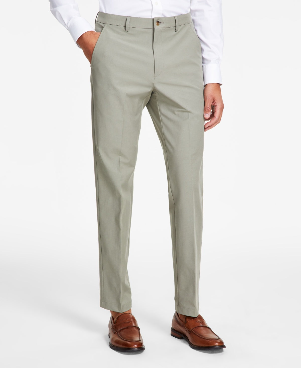 Michael Kors Mens Classic fit Cotton Dress Pants 42 / 30 Green Solid