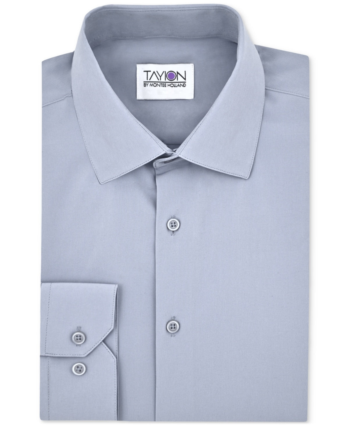 TAYION Mens Regular fit Dress Shirt Large 16-16.5 34-35 Grey Solid
