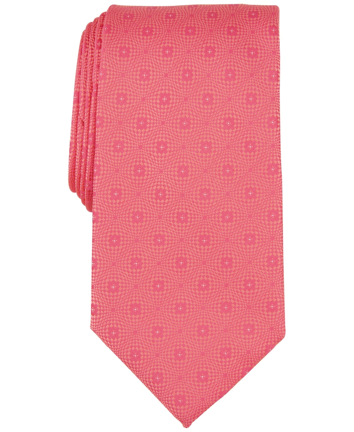 Perry Ellis Mens Tie Necktie One Size Pink Geo Pattern