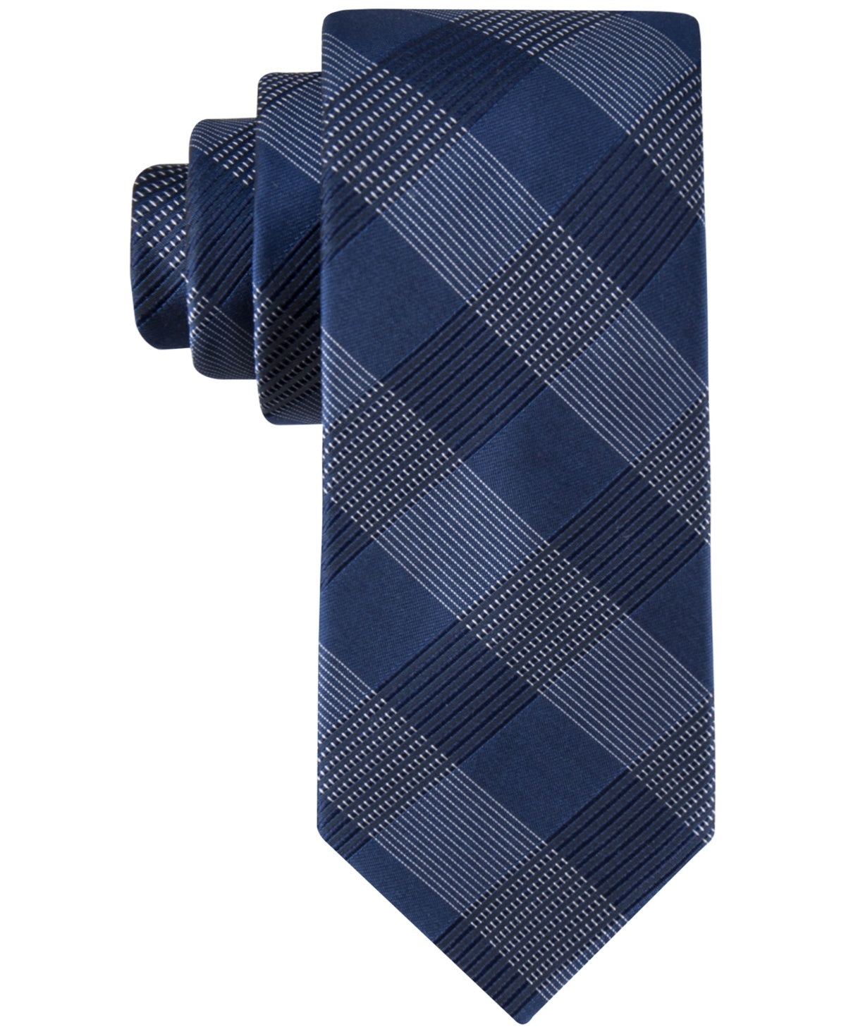 Calvin Klein Mens Regular fit Tie Necktie One Size Navy Blue Plaid